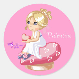 Chica con Pegatinas redondos clásicos del corazón