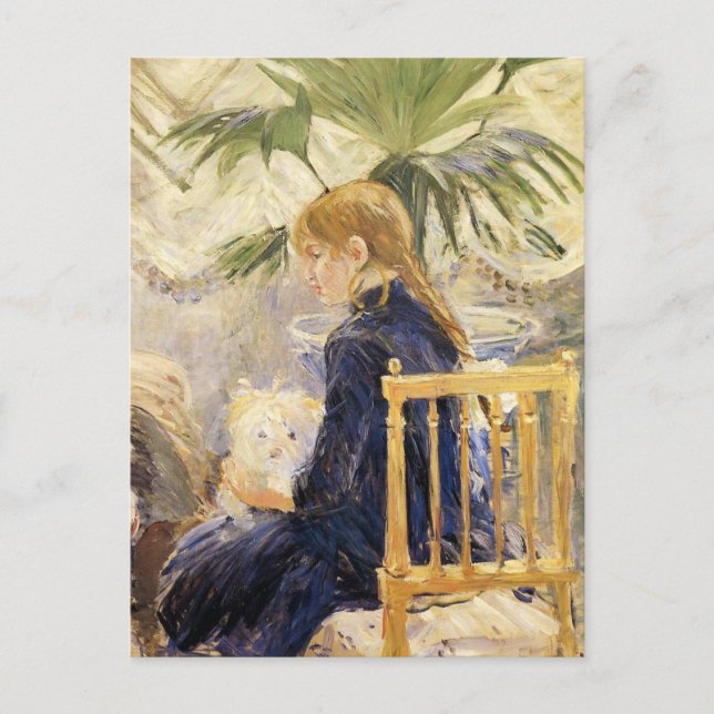 Chica con perro de la postal Berthe Morisot (Anverso)