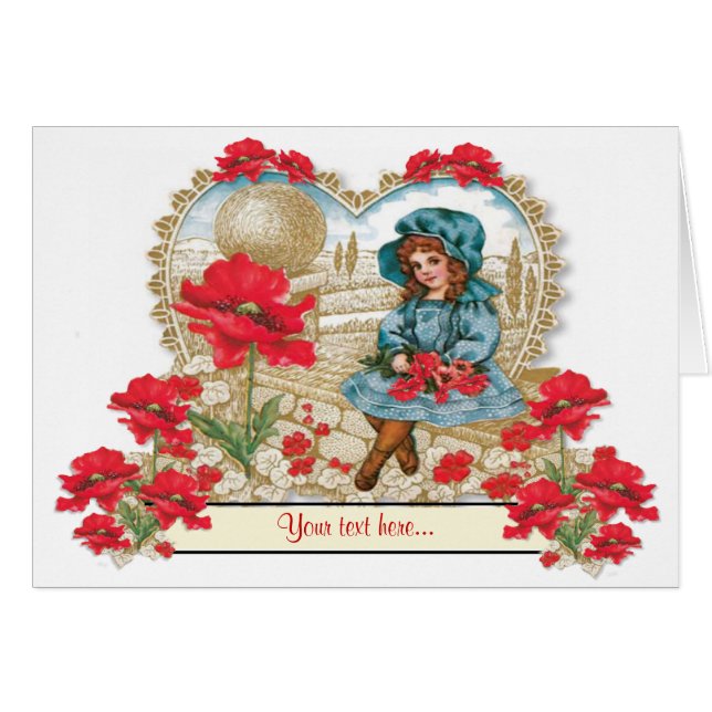 Chica con Poppies ~ Card (Anverso (Horizontal))