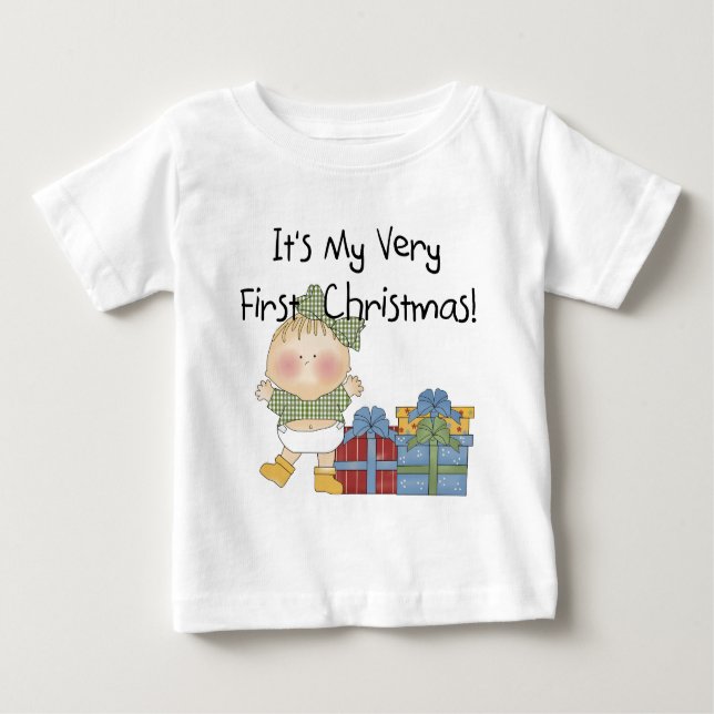 Chica con regalos y camisetas para el primer Navid (Anverso)