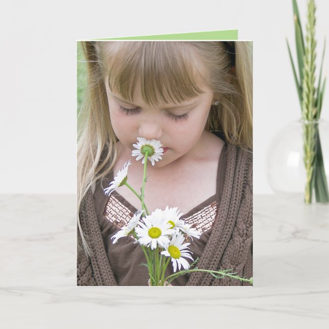 Chica Con Tarjeta Daisy Bouquet (Anverso)