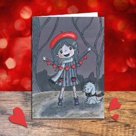 Chica con tarjeta de El día de San Valentín para n