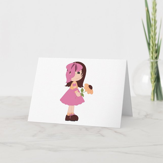 Chica Con Tarjeta De Flor (Subido por el creador)