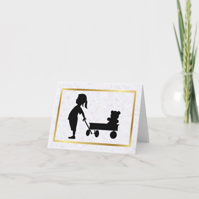 Chica con tarjeta de saludo de Silhouette Teddy Be (Anverso)
