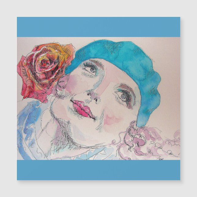 Chica con tarjeta magnética Red Rose Beret Waterco (Anverso)