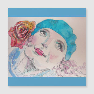 Chica con tarjeta magnética Red Rose Beret Waterco