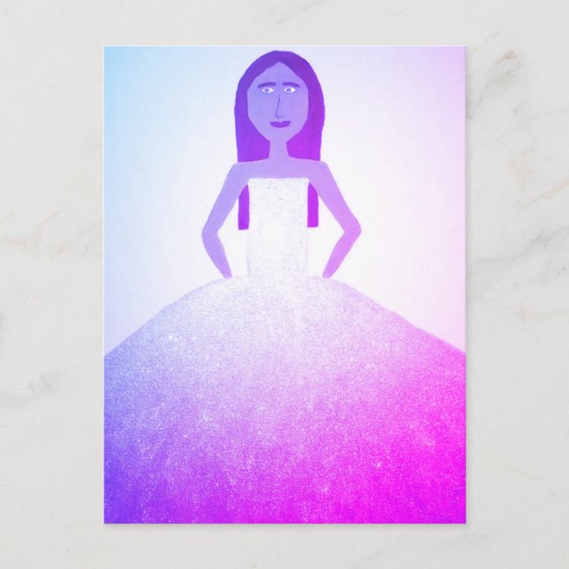 Chica con tarjeta postal de vestir (Anverso)