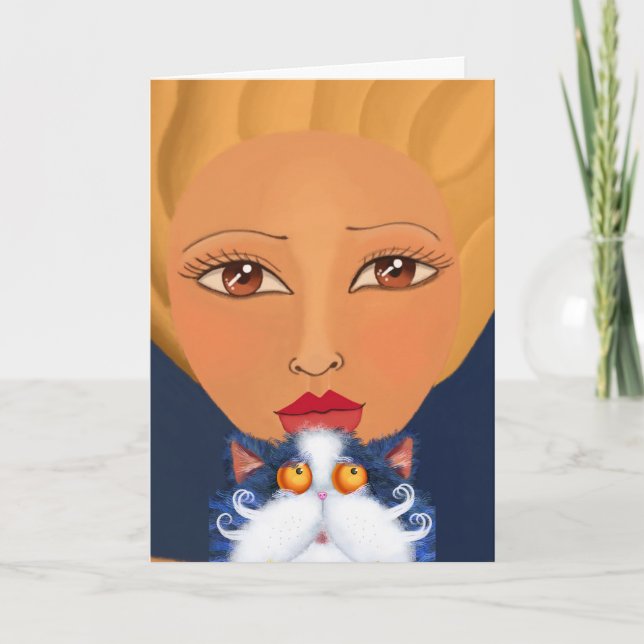 Chica CON TARJETAS DE REUNIÓN DE ARTE CAT (Anverso)