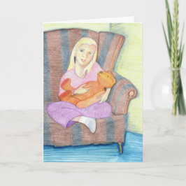 Chica con Teddy Bear solo una tarjeta