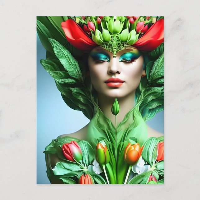 Chica con tulipanes, postal para posttravesía (Anverso)