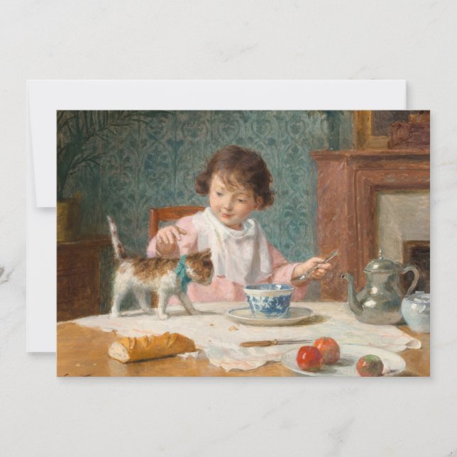 Chica con un gato | Victor Gabriel Gilbert (Anverso)