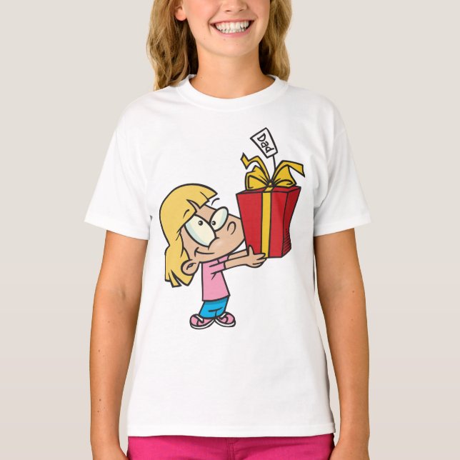 Chica Con Una Camiseta De Chicas De Regalo Del Día (Anverso)