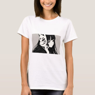 Chica Con Una Camiseta De Máscara