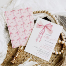 Chica Coquette de Invitación de Primer Cumpleaños