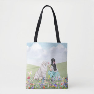 Chica Coquette y Bolsa de Tote Perro Spring