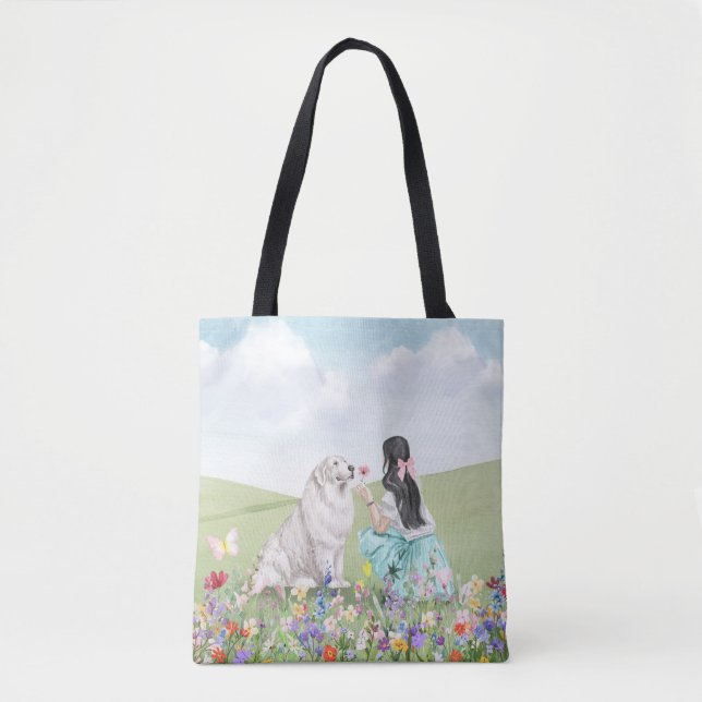 Chica Coquette y Bolsa de Tote Perro Spring (Anverso)