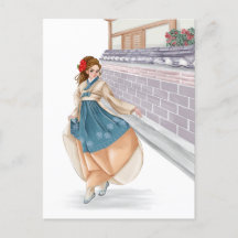 Chica coreano waring hanbok postal