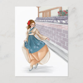 Chica coreano waring hanbok postal