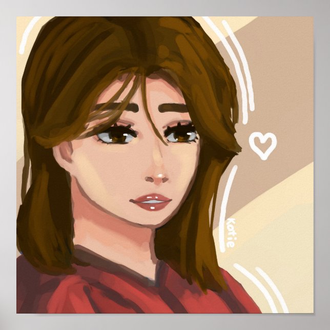 Chica Cuaderno Sencillo fondo de arte digital a ma (Frente)