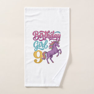 Chica Cumpleaños 9 Unicornio Diseño de Grabado Vin