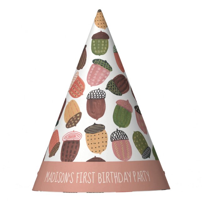 Chica Cute Acorn Primer Gorra Fiesta rosa de cumpl (Anverso)