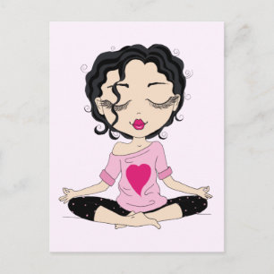 Chica Cute Yoga   Postales de pelo negro