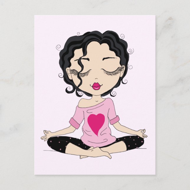 Chica Cute Yoga | Postales de pelo negro (Anverso)