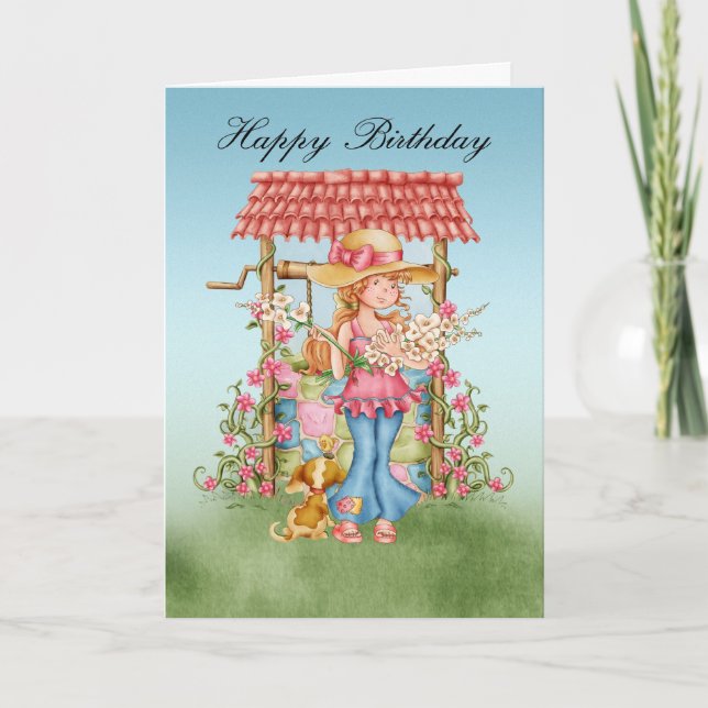 Chica Cuto Y Tarjeta De Cumpleaños De Buena Volunt (Anverso)