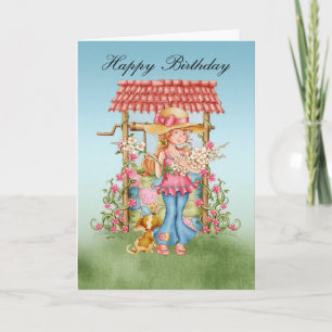 Chica Cuto Y Tarjeta De Cumpleaños De Buena Volunt