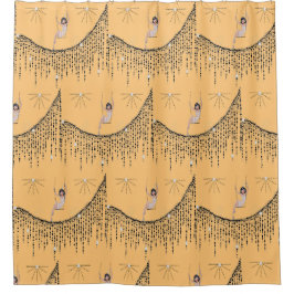 Chica de abatimiento en cortina de cortina de duch