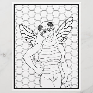 Chica de abejas - Página de coloreado.