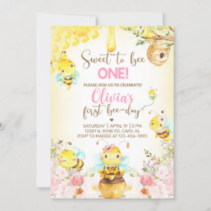 Chica de abejas, primera invitación de cumpleaños,