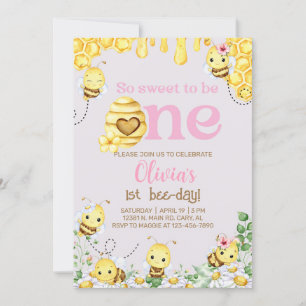 Chica de abejas, primera invitación de cumpleaños,