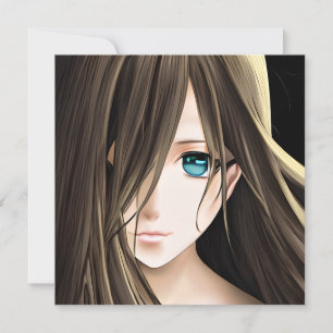 Chica de Anime de Pelo Castaño y Ojos Azules