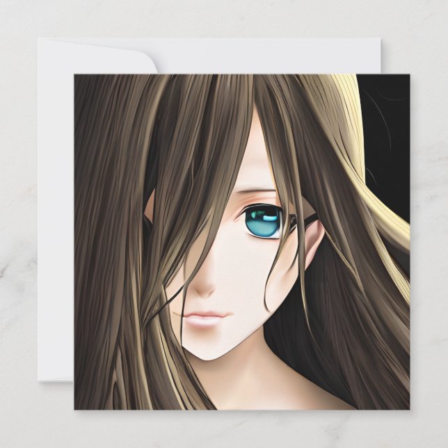 Chica de Anime de Pelo Castaño y Ojos Azules (Anverso)