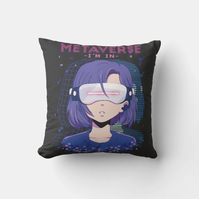 Chica de anime gafas de realidad virtual Almohada  (Anverso)