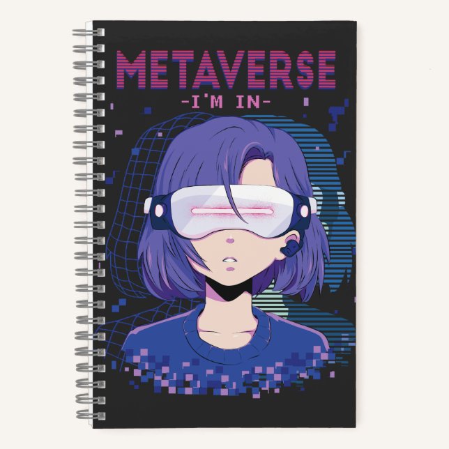 Chica de anime gafas de realidad virtual Cuaderno (Anverso)