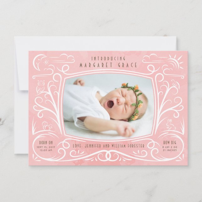 Chica de anuncio de nacimiento de amigos de Woodla (Anverso)