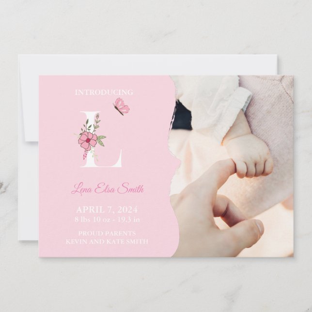 Chica de anuncio de nacimiento L inicial (Anverso)