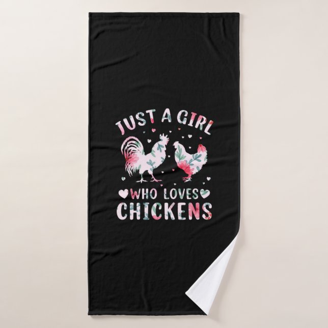 Chica de arte de pollo que ama a los pollos (Toalla de baño)