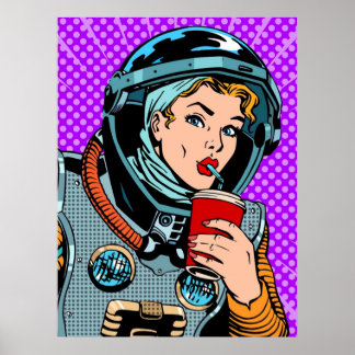 Chica de arte pop astronauta Hipster