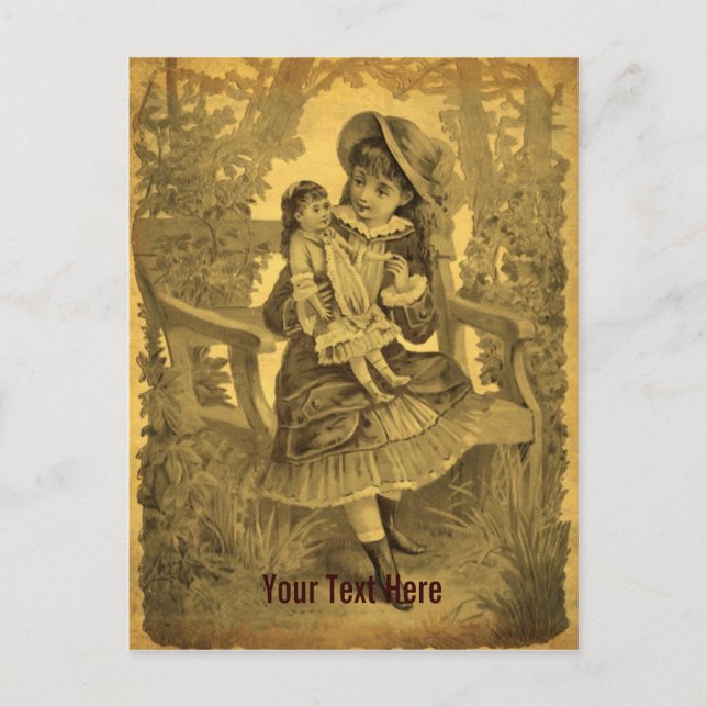 Chica De Arte Vintage Con Postales De Personalizab (Anverso)