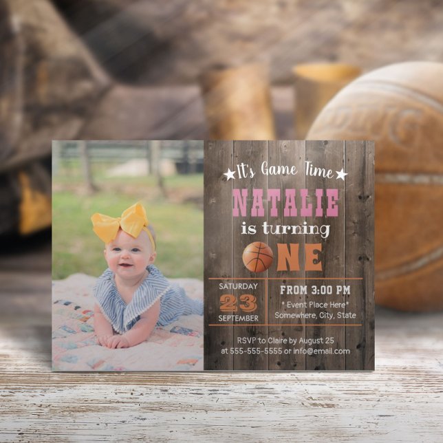 Chica de baloncesto Foto Invitación a cumpleaños 1 (Subido por el creador)