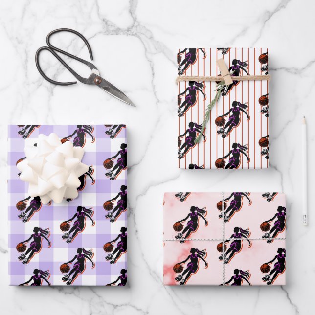 Chica de baloncesto Hojas de papel de envolvimient (Anverso)