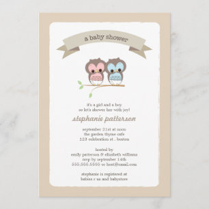 Chica de Bebé y niño Twin Baby Shower Invitación
