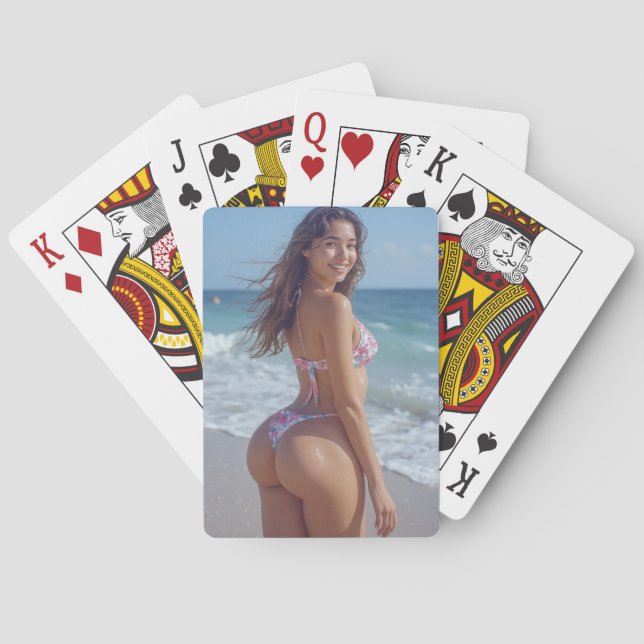 Chica de bikini culona jugando cartas (Reverso)