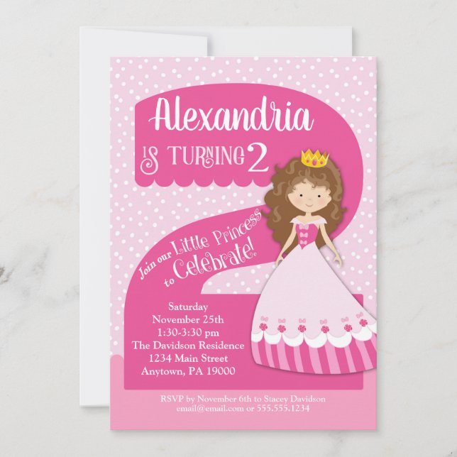 Chica de Brunette de Invitación a Cumpleaños de Pr (Anverso)