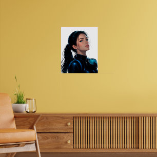 Chica de buceo futurista Arte digital.