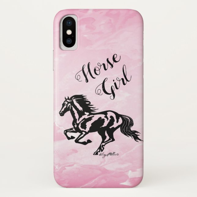 Chica de caballos, estuche para iPhone Funda de ca (Reverso)
