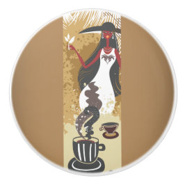 Chica de café Pomo de cerámica